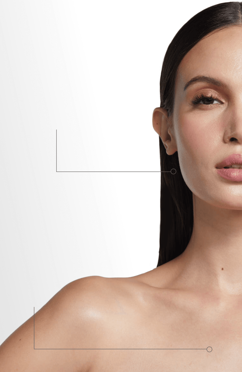 Close-up of a woman's face with a neutral background